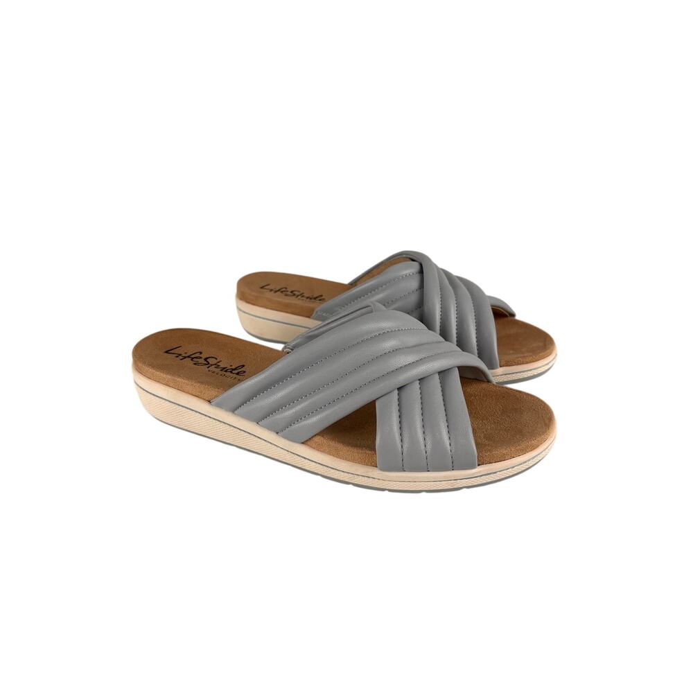 New in Box LifeStride Gray Slide Sandals Women’s Size 9M Comfort Resort Summer